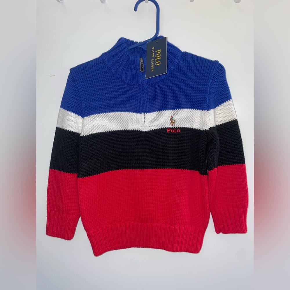 Polo by Ralph Lauren kids Striped Zip-Up Sweater - Blue, Black, Red